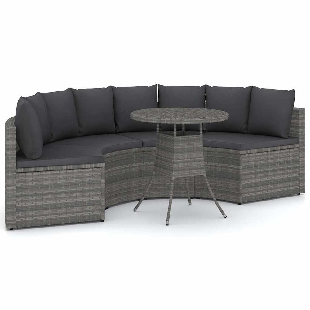 Salon de jardin 5 pcs avec coussins résine tressée gris