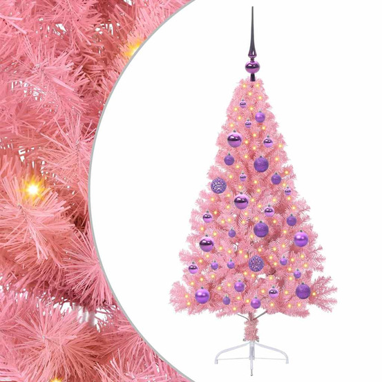 Sapin de noël artificiel pré-éclairé rose 120 cm pvc