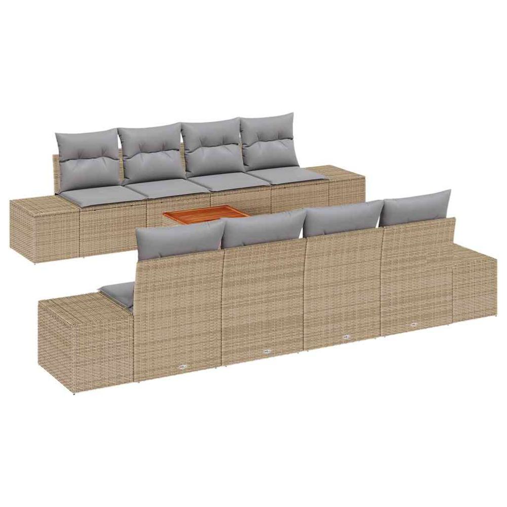 Ensemble de canapé de jardin 9 pc beige et gris clair polyrotin