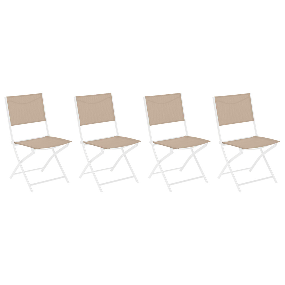 Lot de 4 chaises de jardin pliantes modula lin & blanc