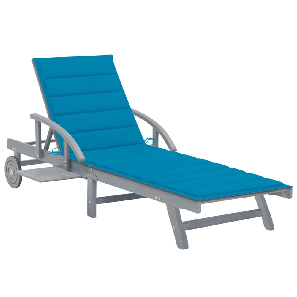 Chaise longue de jardin avec coussin bois d'acacia solide bain de soleil