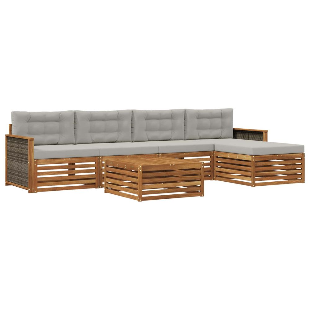 Ensemble de canapés d'extérieur 6 pc naturel et gris clair