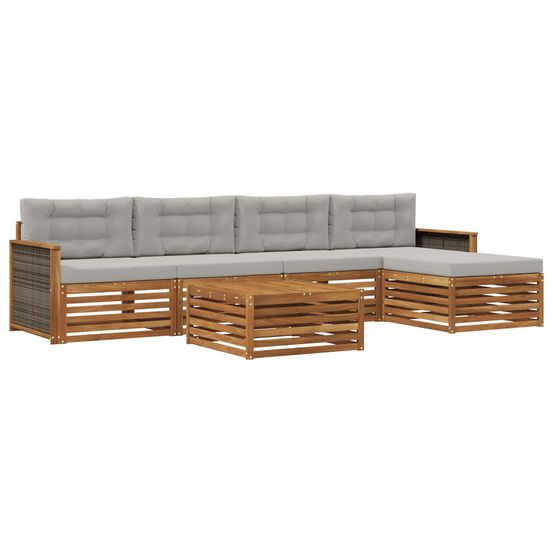 Ensemble de canapés d'extérieur 6 pc naturel et gris clair
