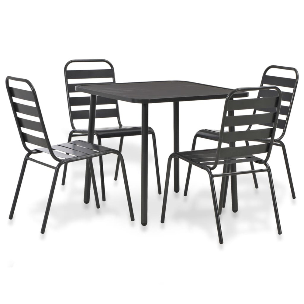 Ensemble à manger d'extérieur 5 pcs acier gris foncé