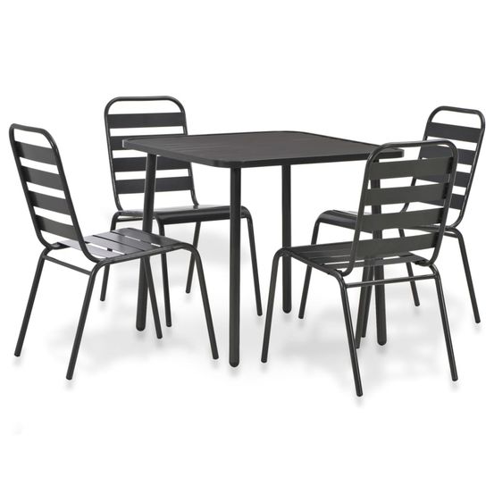 Ensemble à manger d'extérieur 5 pcs acier gris foncé