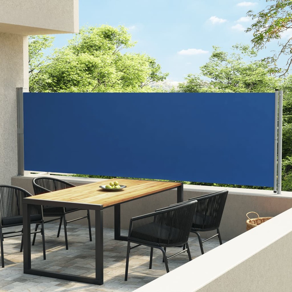 Auvent latéral rétractable de patio 140x600 cm bleu