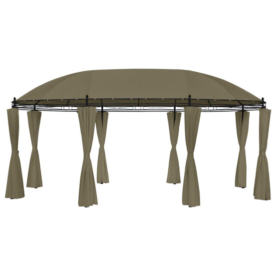 Belvédère avec rideaux 520x349x255 cm taupe 180 g/m²