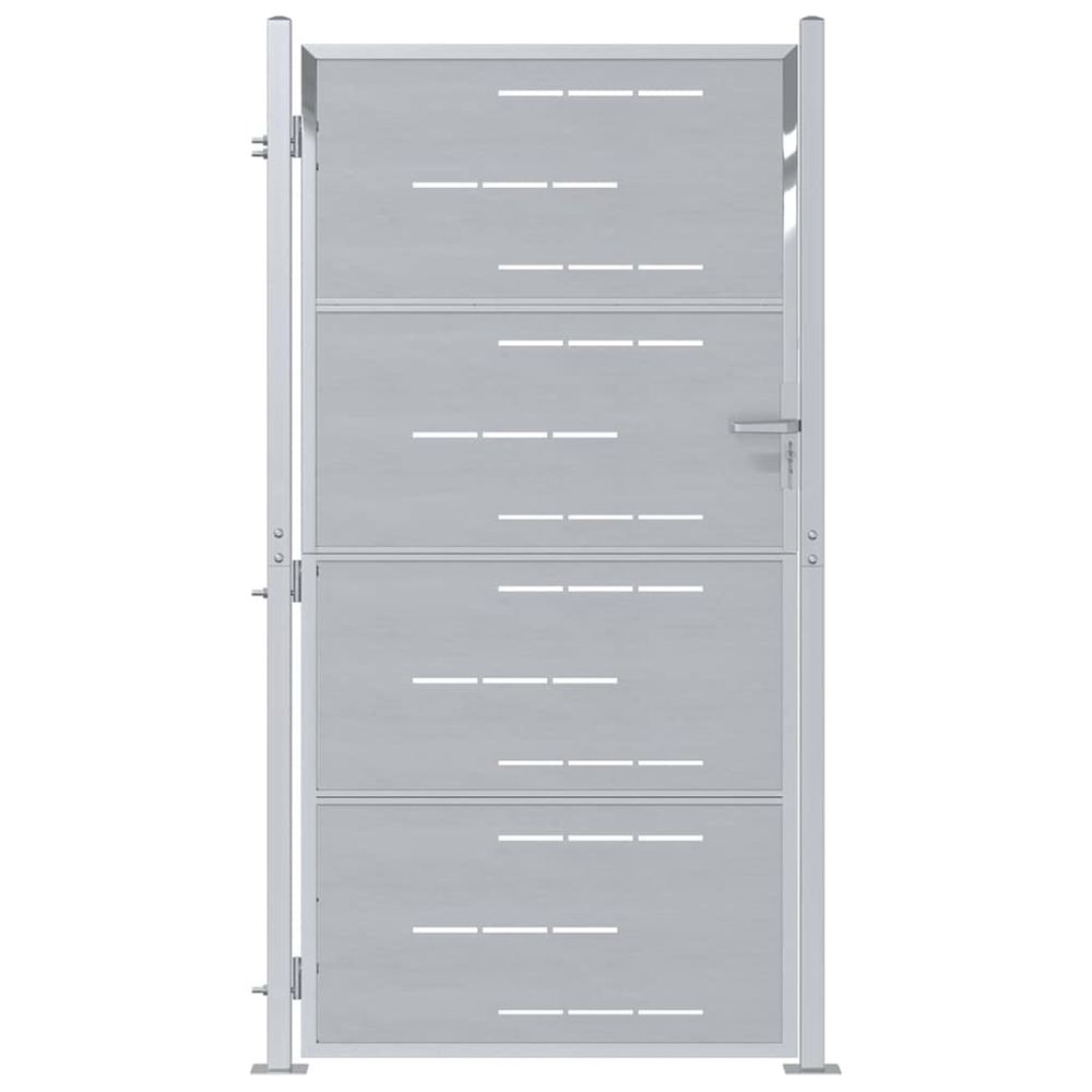 Porte de jardin argenté 85 x 174 cm acier inoxydable