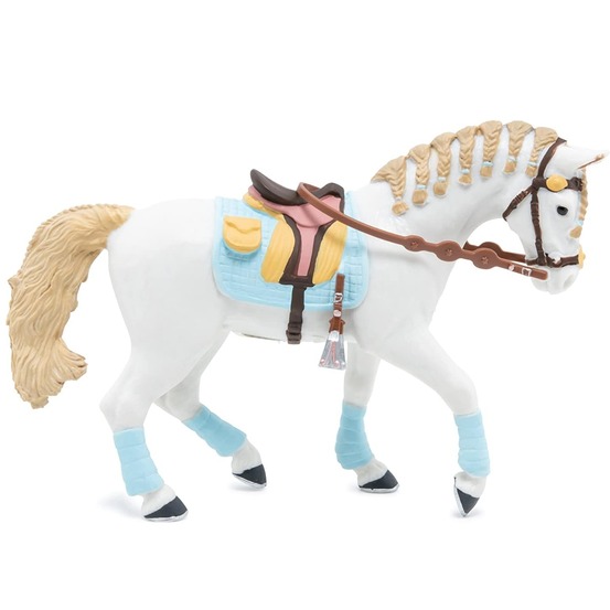 Figurine cheval de la cavalière adulte fashion bleue
