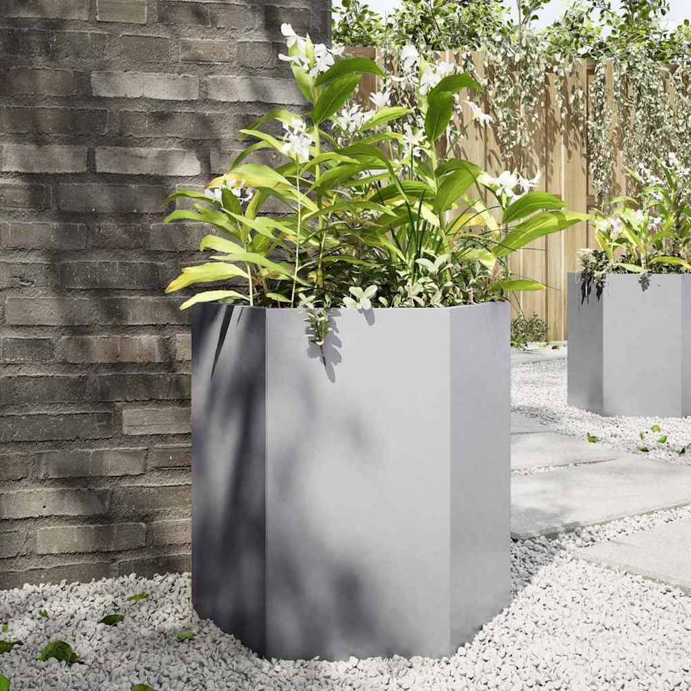 Carré potager hexagonal acier galvanisé anti-rouille jardin 46x45 cm