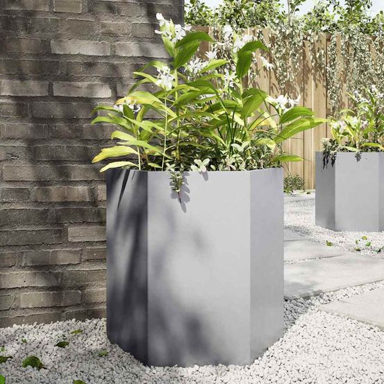 Carré potager hexagonal acier galvanisé anti-rouille jardin 46x45 cm