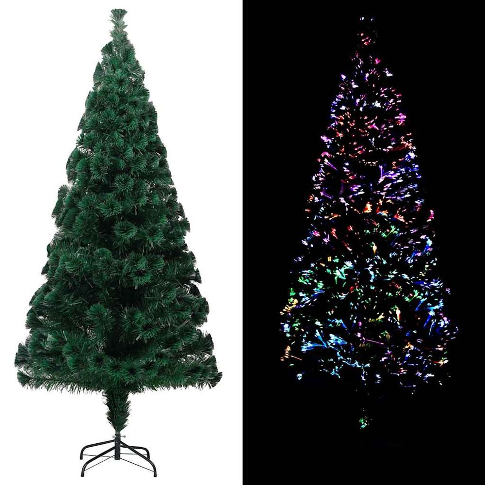 Sapin de noël lumineux fibre optique pvc décoration festive vert 240 cm