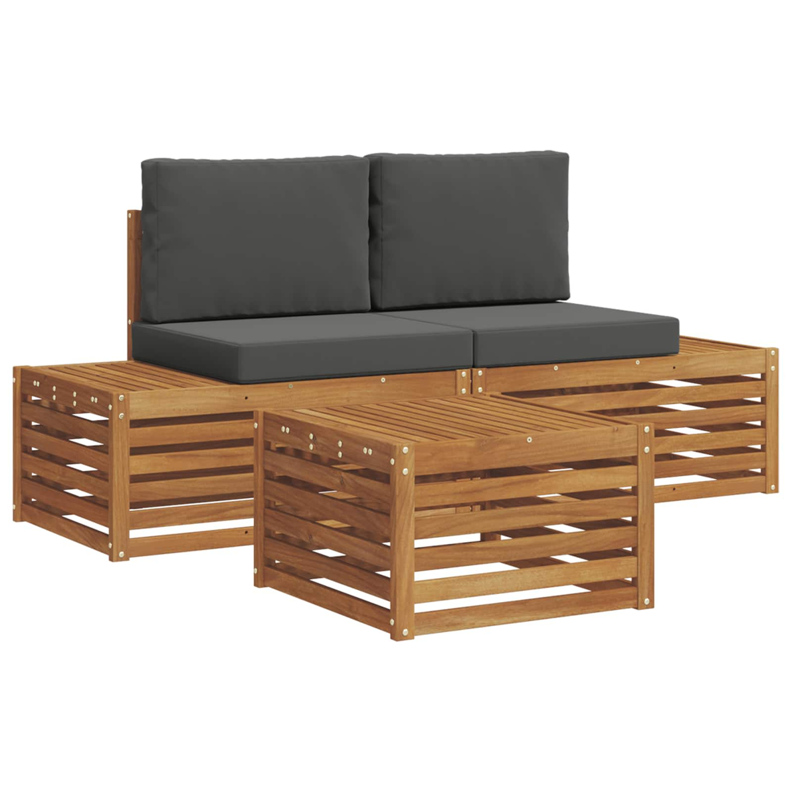 Ensemble de canapés d'extérieur 3 pièce naturel et anthracite