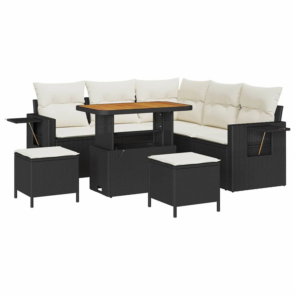Ensemble de canapé de jardin 8 pc noir polyrotin