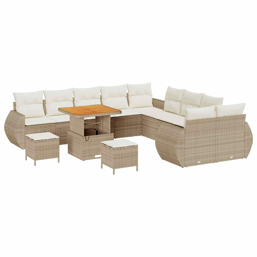 Ensemble de canapé de jardin 13 pcs beige polyrotin