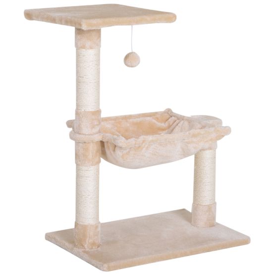 Arbre à chat multiniveaux peluche pour intérieur jeu et sommeil 50x36x70cm beige