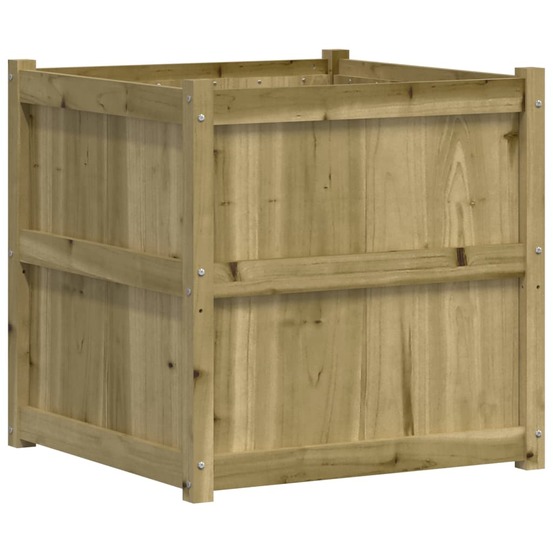 Jardinière bac lit surélevé plantes fleurs terrasse jardin d'extérieur 70 x 70 x 70 cm bois de pin imprégné marron
