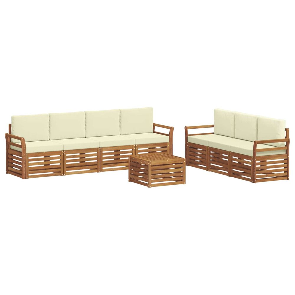 Ensembles de canapés 8 pc naturel et crème bois d'acacia massif