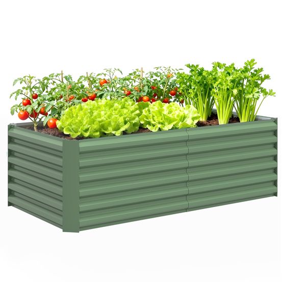 Carré potager acier galvanisé extérieur profondeur extra racines 180x90x57.5cm vert clair