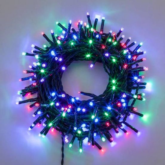 Guirlande lumineuse 34m 480 miniled multicolores 8 modes d'animation câble vert 30v lotti