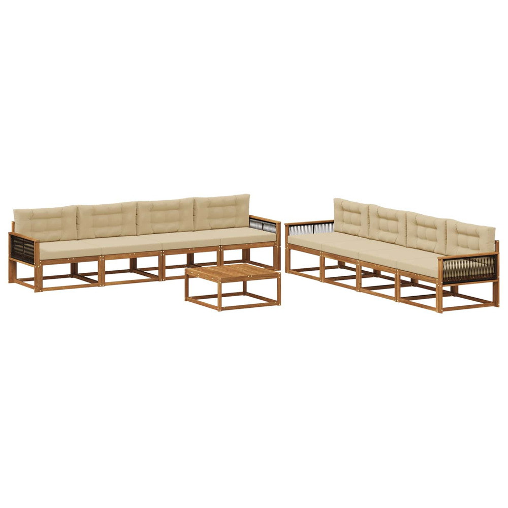 Ensemble de canapés d'extérieur 9 pcs naturel et beige