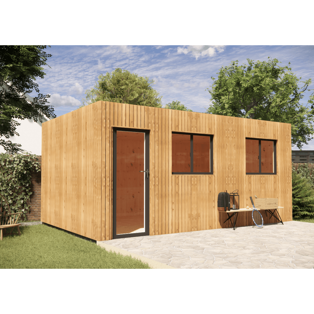 Dépendance de jardin bois en bois 5,5 x 3,5 x 2,7 m avec plancher isolé / menuiseries alu k-line