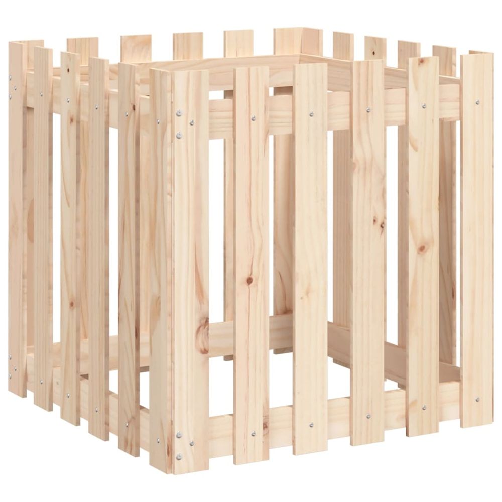 Jardinière d'extérieur avec design de clôture 60x60x60 cm pin massif