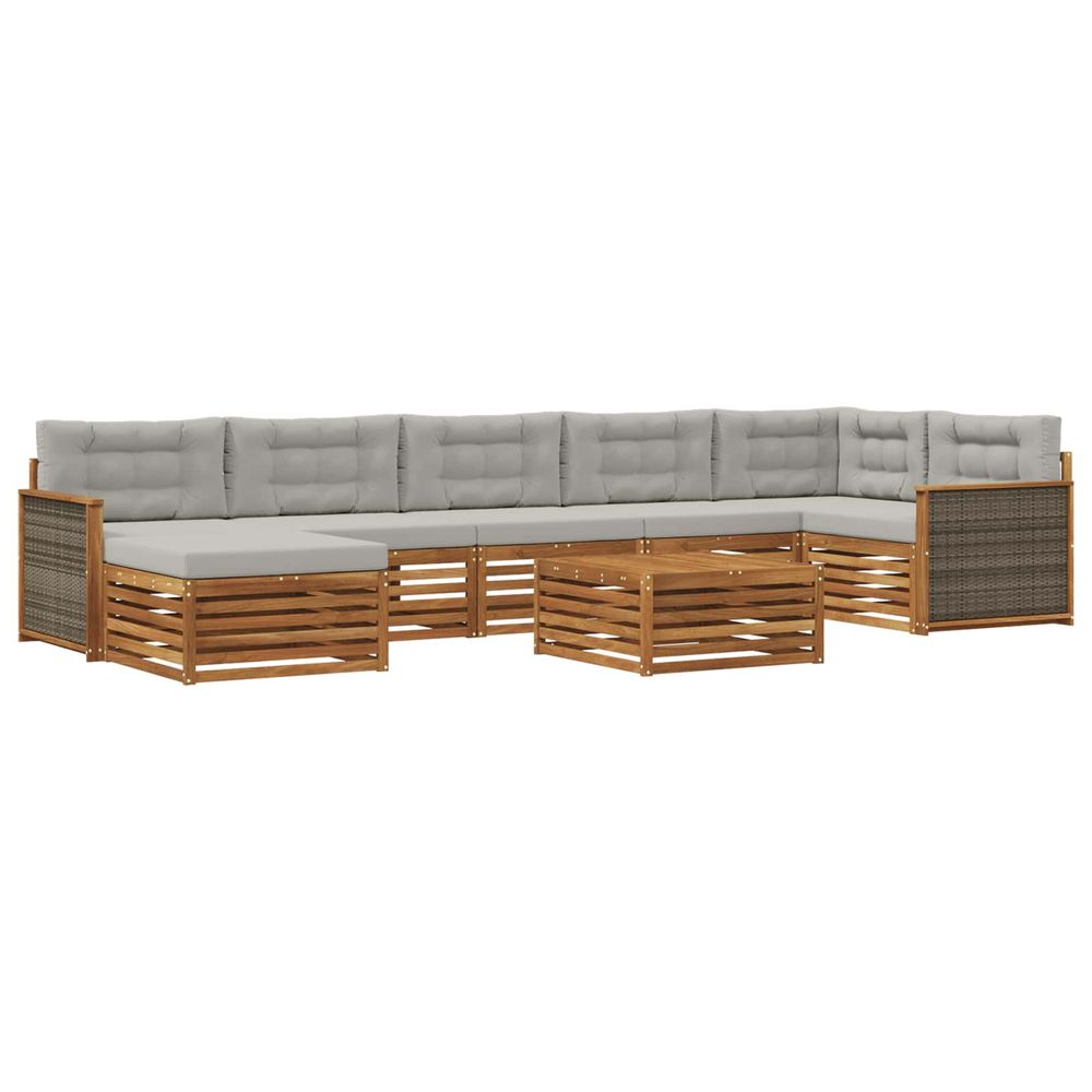 Ensemble de canapés d'extérieur 8 pc naturel et gris clair