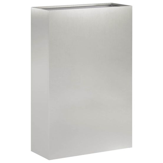 Cache-pot de jardin argenté 40 x 20 x 75 cm acier inoxydable