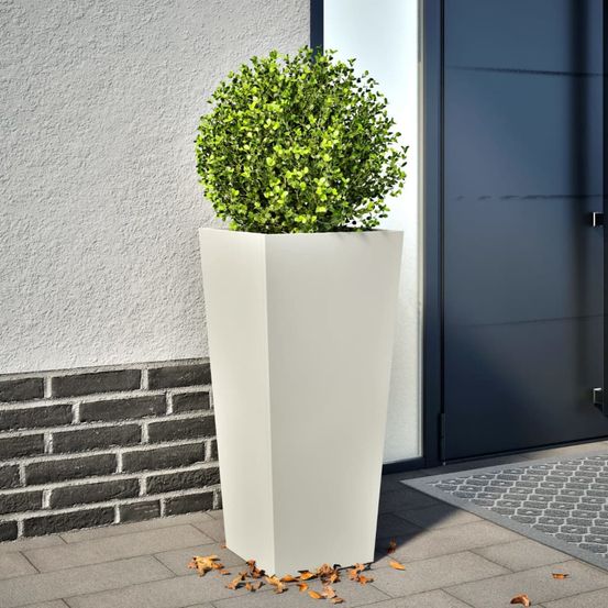 Colonne végétale haute en acier solide anti-rouille pour décoration entrée et véranda blanc 35x35x75cm