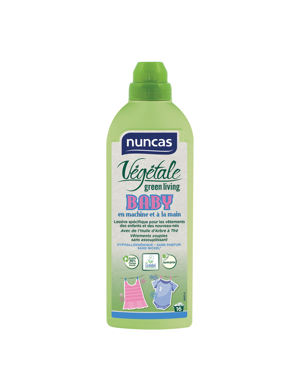 Lessive liquide hypoallergénique végétale baby 750ml - nuncas