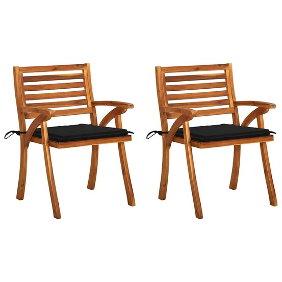 Chaises à manger de jardin avec coussins lot de 2 acacia massif