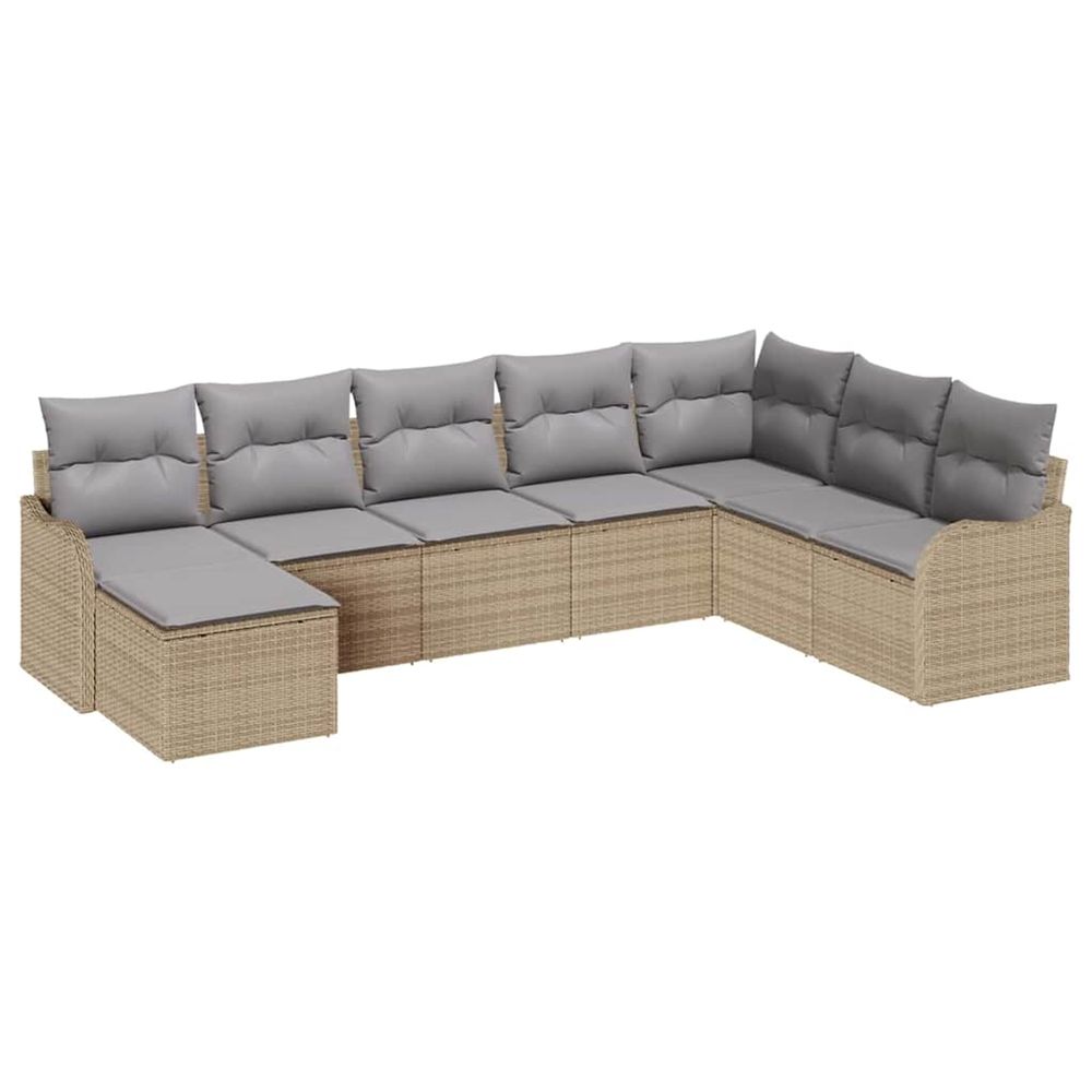Ensemble de canapé de jardin 8 pc beige et gris clair polyrotin