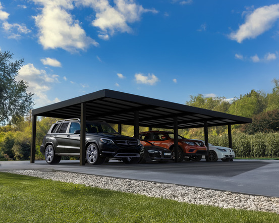 Canopia carport double oslo 6.07 x 5.96 m noires