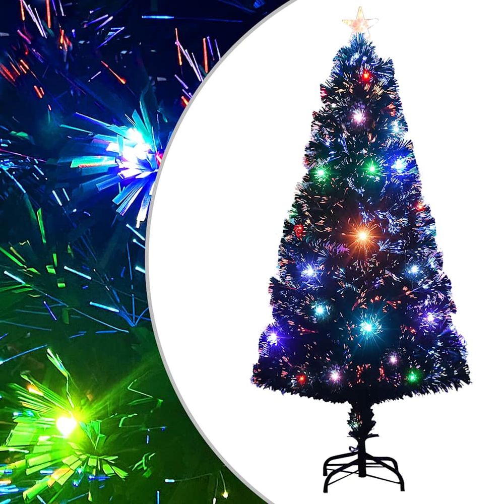 Sapin de noël lumineux fibre optique et led avec étoile pour fêtes vert 120 cm