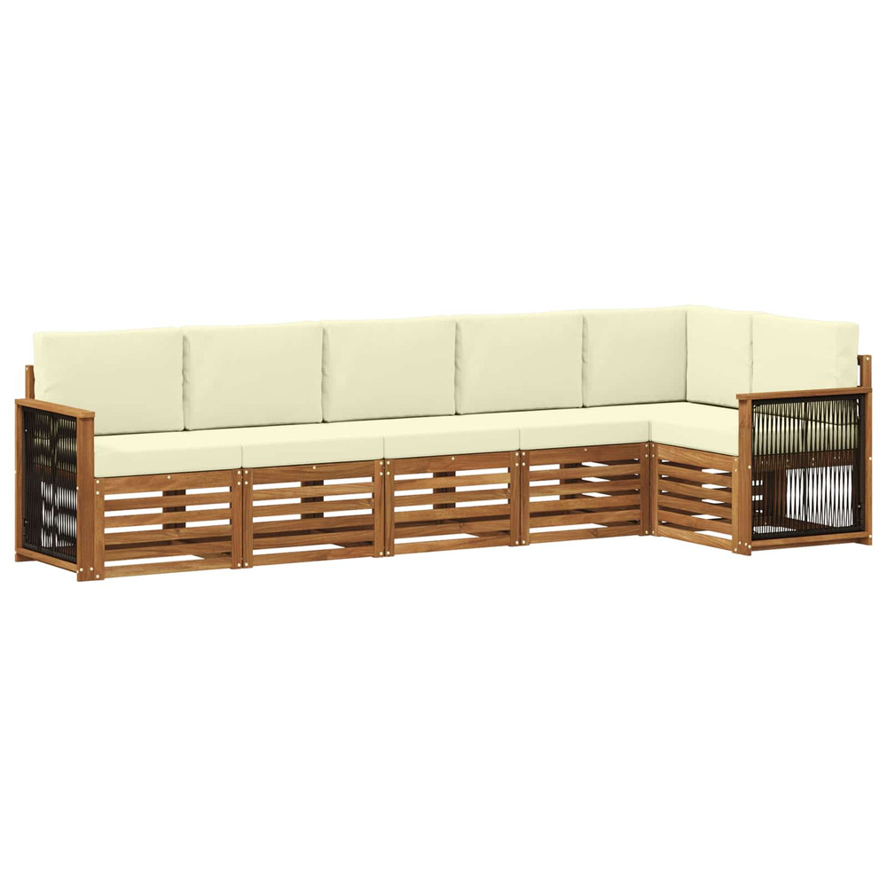 Ensemble de canapé d'angle avec coussin 5 pcs naturel et crème