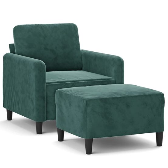 Fauteuil avec repose-pied vert foncé 60 cm velours