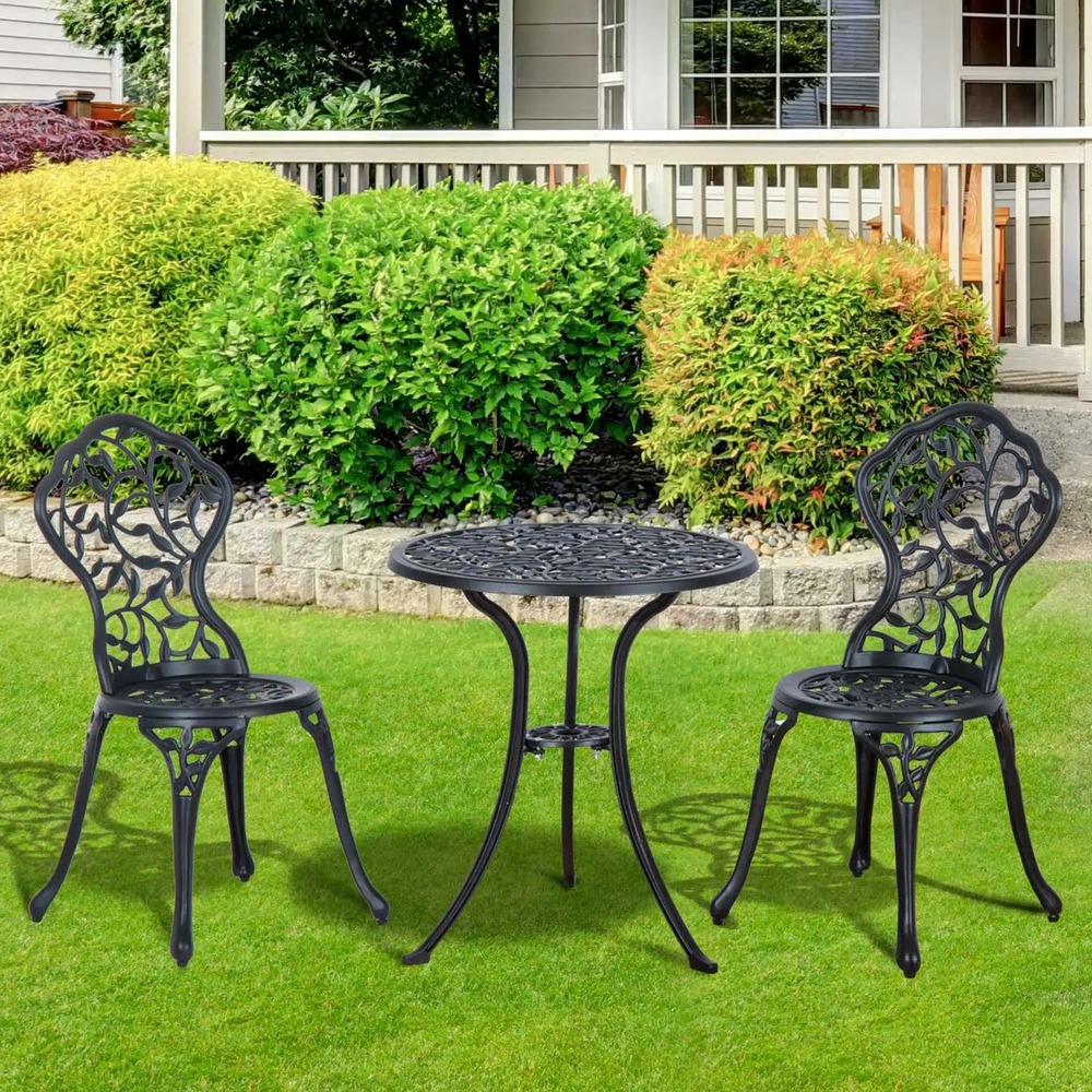 Ensemble bistro pour 2 personnes ensemble de mobilier de balcon table de bistrot avec 2 chaises noir