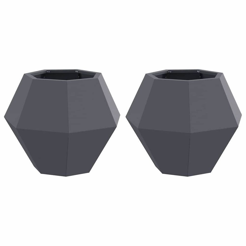 Jardinière 2 pc anthracite 50 x 50 x 40 cm acier