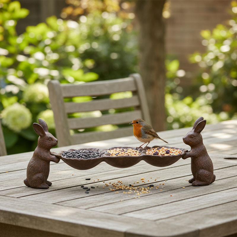 Mangeoire fonte coquilles support lapin 41x11x15cm