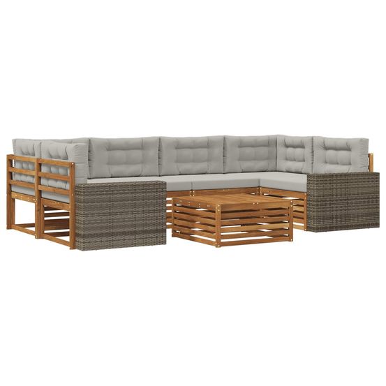 Ensemble de canapés d'extérieur 7 pc naturel et gris clair