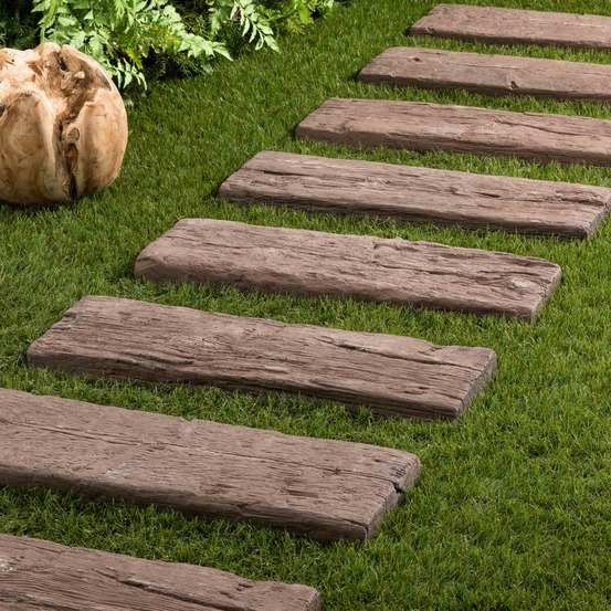 Pas japonais rectangle béton effet bois marron 67x22x4,5 cm (à l'unité) - ro'ma nature