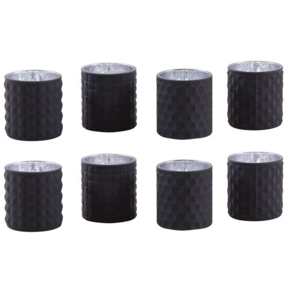 Photophore noir en verre teinté mat lot de 8