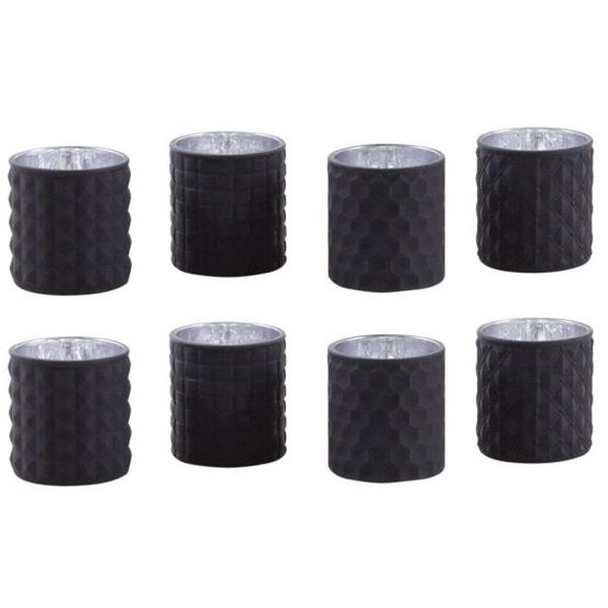 Photophore noir en verre teinté mat lot de 8