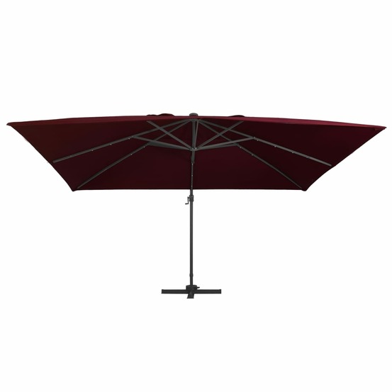 Parasol de jardin en porte-à-faux lumières led rouge bordeaux