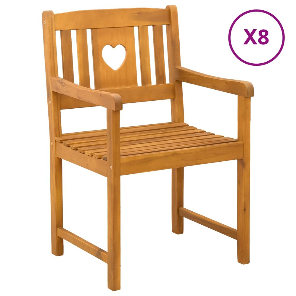 Chaises de jardin 8 pc naturel bois d'acacia massif
