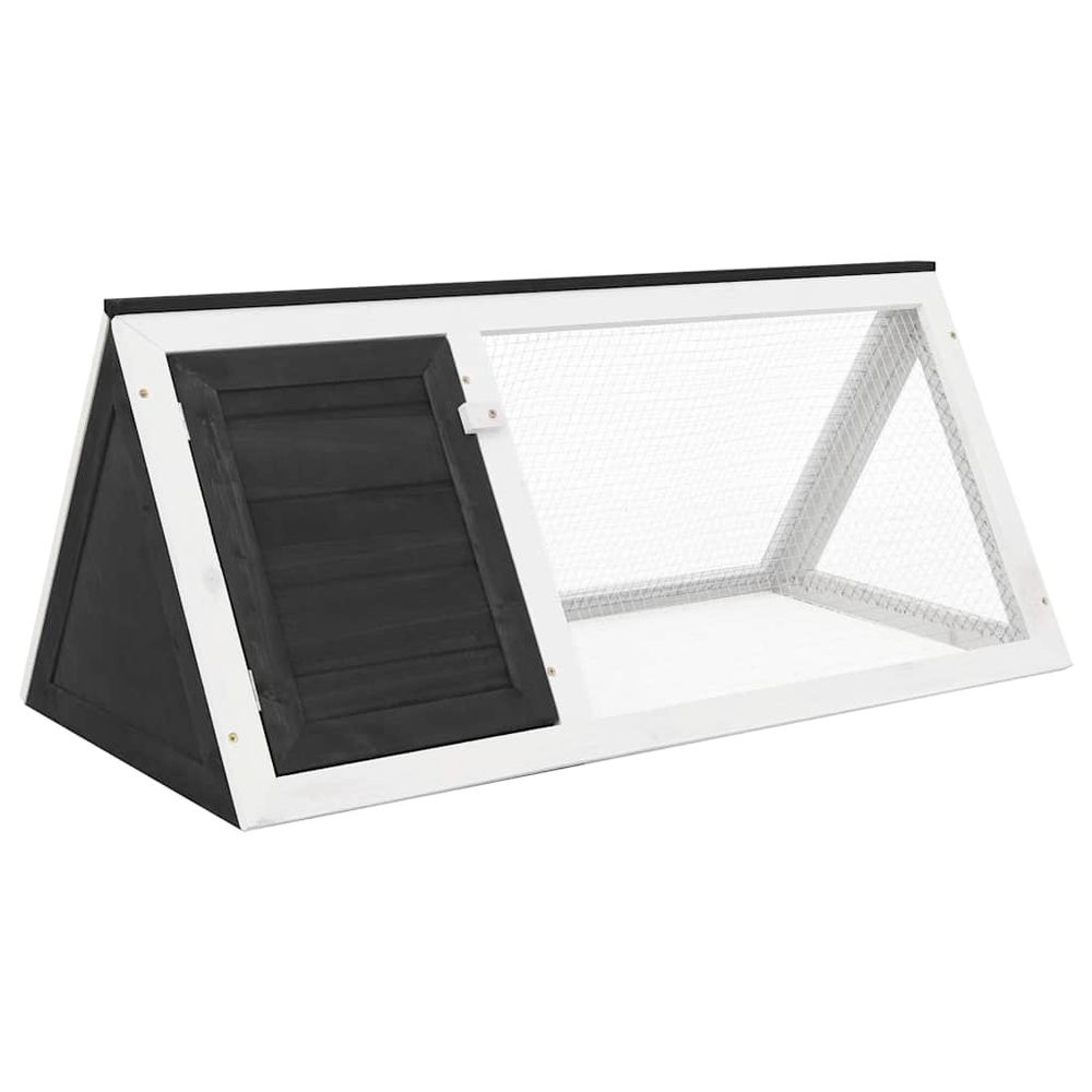 Petit clapier enclos en bois pour rongeurs et lapins jardin gris