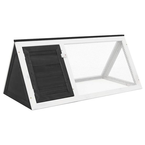 Petit clapier enclos en bois pour rongeurs et lapins jardin gris