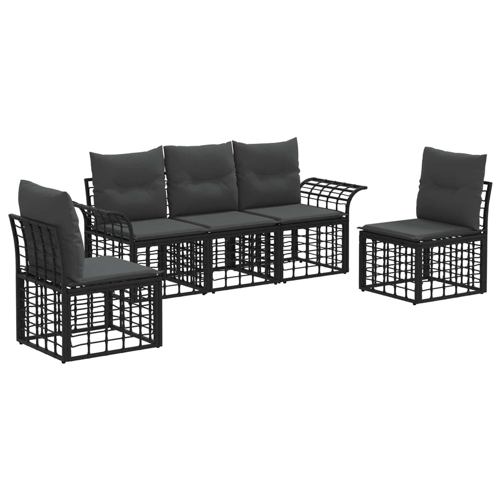 Ensemble de canapés d'extérieur 5 pcs noir et gris foncé