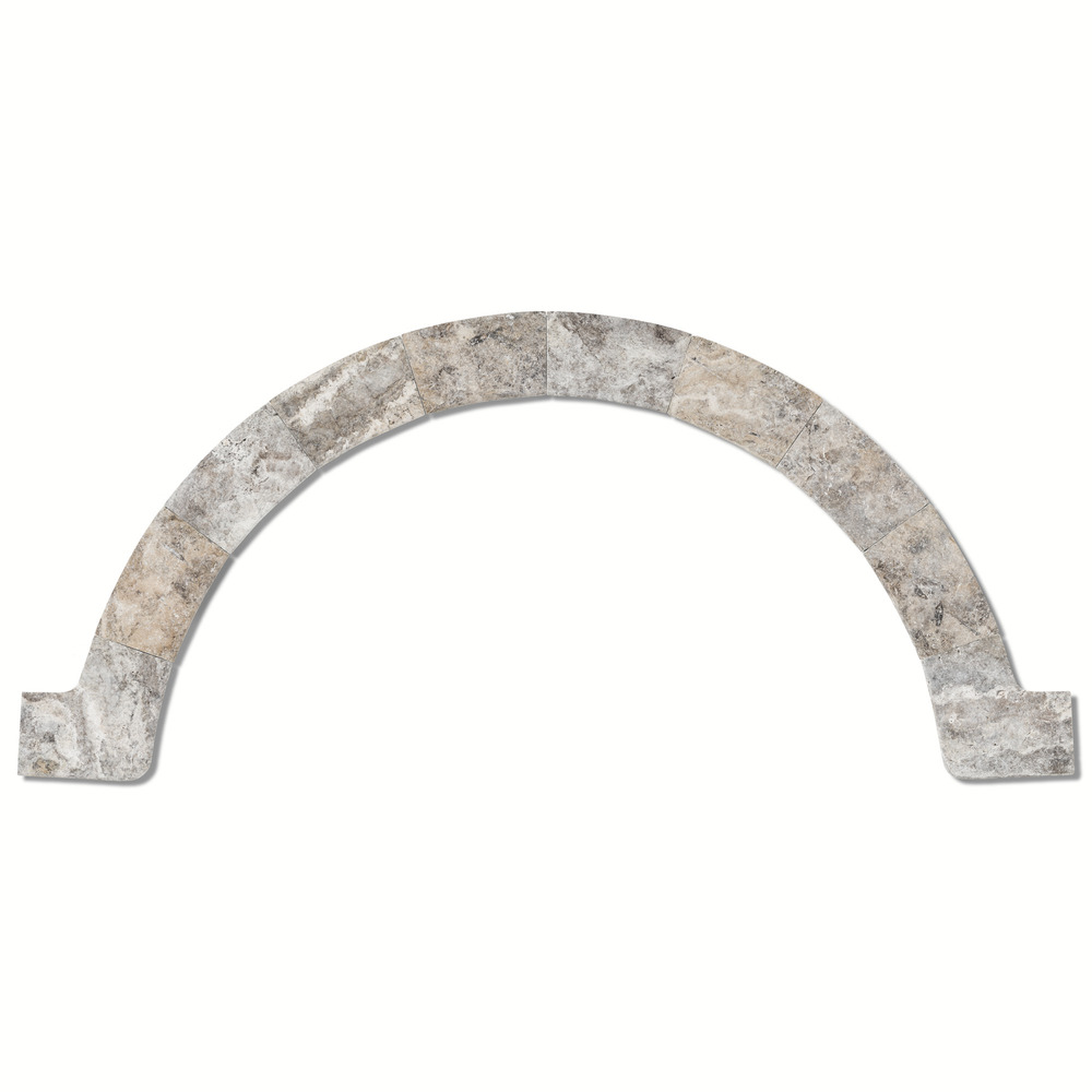 Margelles pour escalier roman travertin gris silver 150x33x3 cm bord 1/2 rond (à l'unité) - ro'ma nature